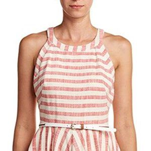 Red-Stripe Fit & Flare Dress